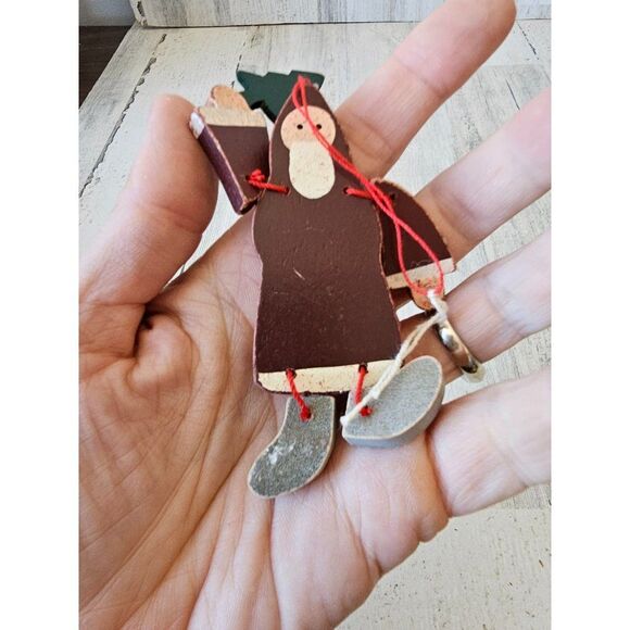 jointed wooden unique santa ornament tree xmas - Picture 2 of 5
